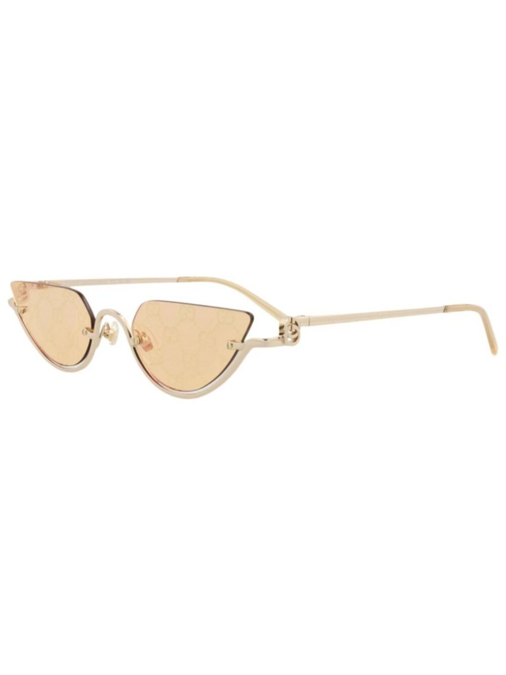 New Gucci Women's Sunglasses Cat Eye Metal Frame Gold Gold Yellow